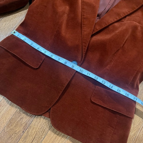 Talbots Velvet Single Button Blazer Womens 12 Burnt Rust Orange Academia Preppy - Picture 8 of 10